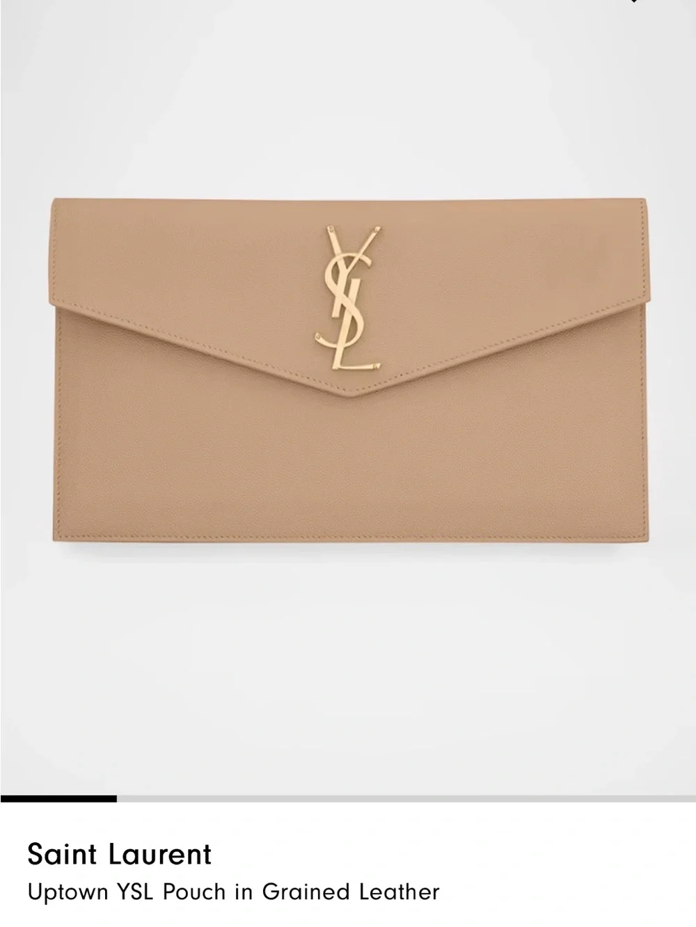 Saint Laurent Envelope Clutch in Beige with Gold YSL Emblem